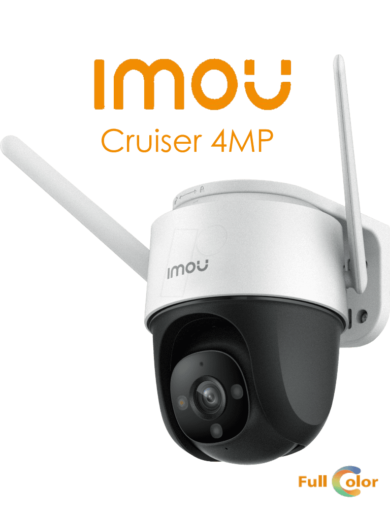 Imou Cruiser 4MP (IPC-S42FN-0360B-imou) - Camara IP PT Wifi de 4 Megapixeles/ Lente de 3.6 mm/FullColor/ IR 30 Mts/ Sirena y Luz Blanca/ H.265/ Detección de Humanos/ Zoom Digital de 16x/ Autotracking/ Ranura MicroSD/ Onvif