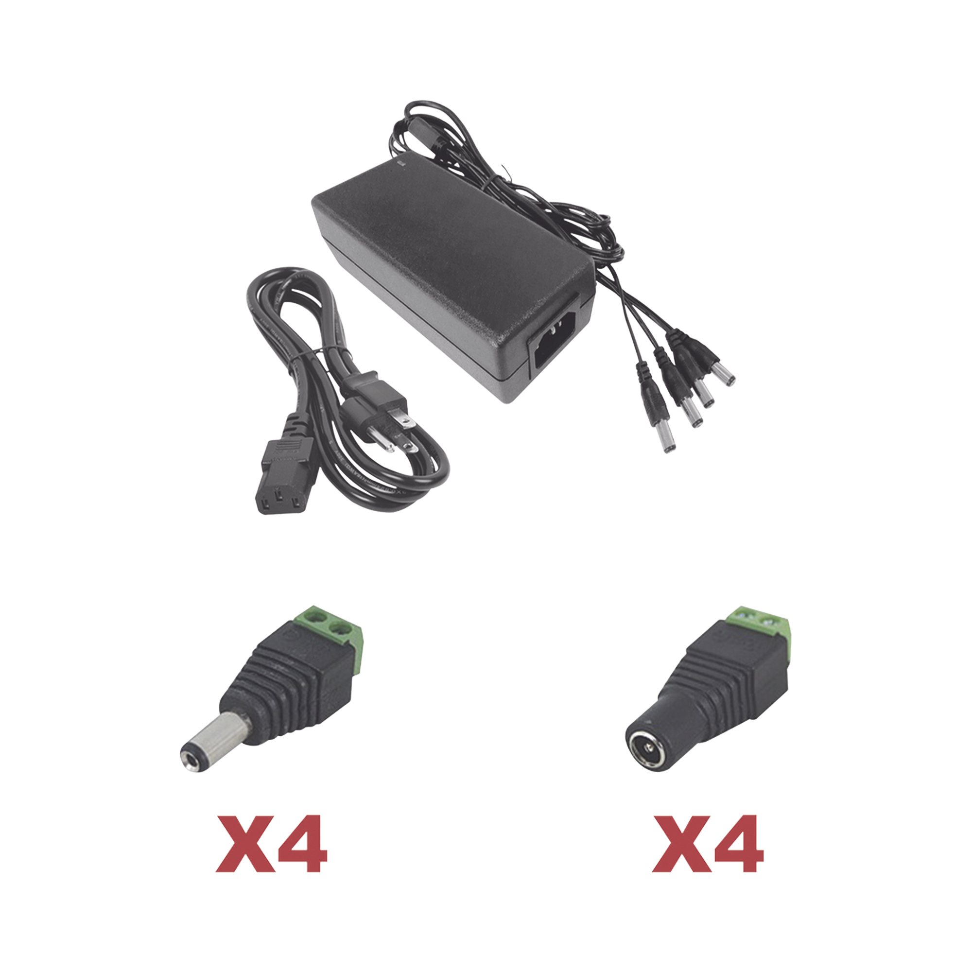 Kit con fuente EPCOM POWER LINE con salida de 12 Vcd a 5 Amper con 4 salidas / Incluye conectores JR52 y JR53 - SILYMX