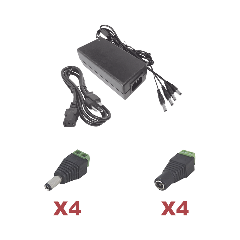 Kit con fuente EPCOM POWER LINE con salida de 12 Vcd a 5 Amper con 4 salidas / Incluye conectores JR52 y JR53 - SILYMX