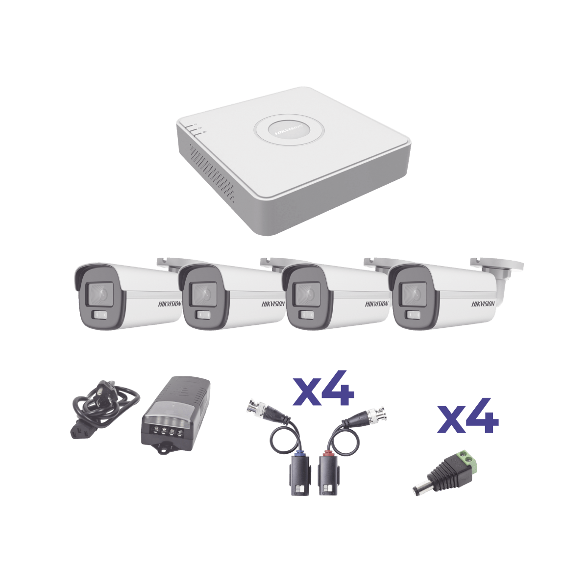 Kit Colorvu Turbohd 1080P Lite / Dvr 4 Canales / 4 Cámaras Bala (Exterior 2.8 Mm) / Transceptores / Conectores / Fuente De Poder Profesional - SILYMX