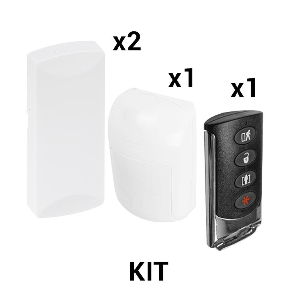 KIT Básico Sensores Inalámbricos - Incluye 2 Contactos Magnéticos, 1 PIR y 1 Llavero - Compatibles con Honeywell y PRO4GLTEM