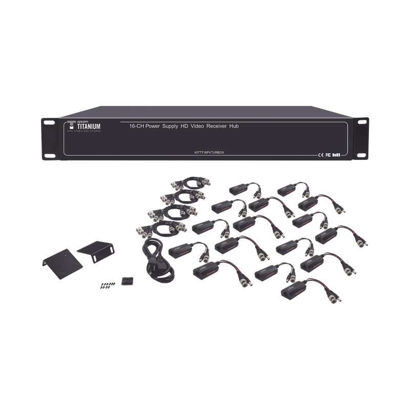 Kit de TRANSCEPTOR ACTIVO DE 16 Canales / VIDEO+PODER en un solo Cable UTP / 150m en 4K, 200m en 5 MP/ Envía 36 Vcc y recibe 12 Vcc / TODO INCLUIDO PARA RACK / Compatible con cámaras HD-TVI/CVI/AHD/CVBS / Instalación Limpia - SILYMX