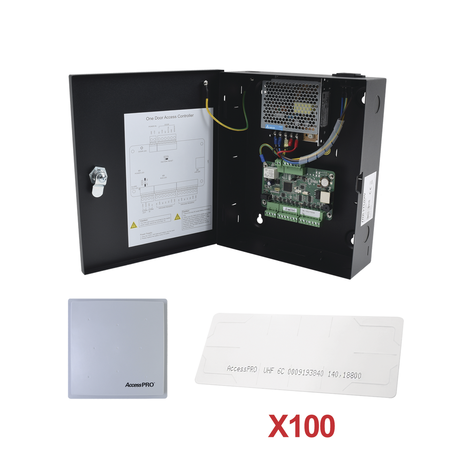 Kit para automatizar 1 ACCESO VEHICULAR con STICKERS en Parabrisas de vehiculos / Incluye Panel, lector y 100 stickers / Software IVMS4200 incluido - SILYMX