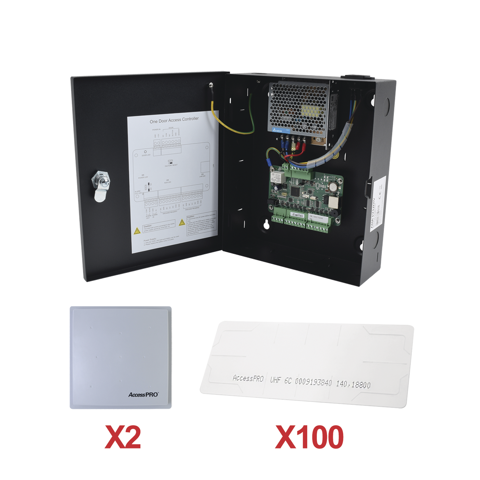 Kit para automatizar 2 ACCESOS VEHICULARES con STICKERS en Parabrisas de vehiculos / Incluye Panel, 2 lectores y 100 stickers / Software IVMS4200 - SILYMX