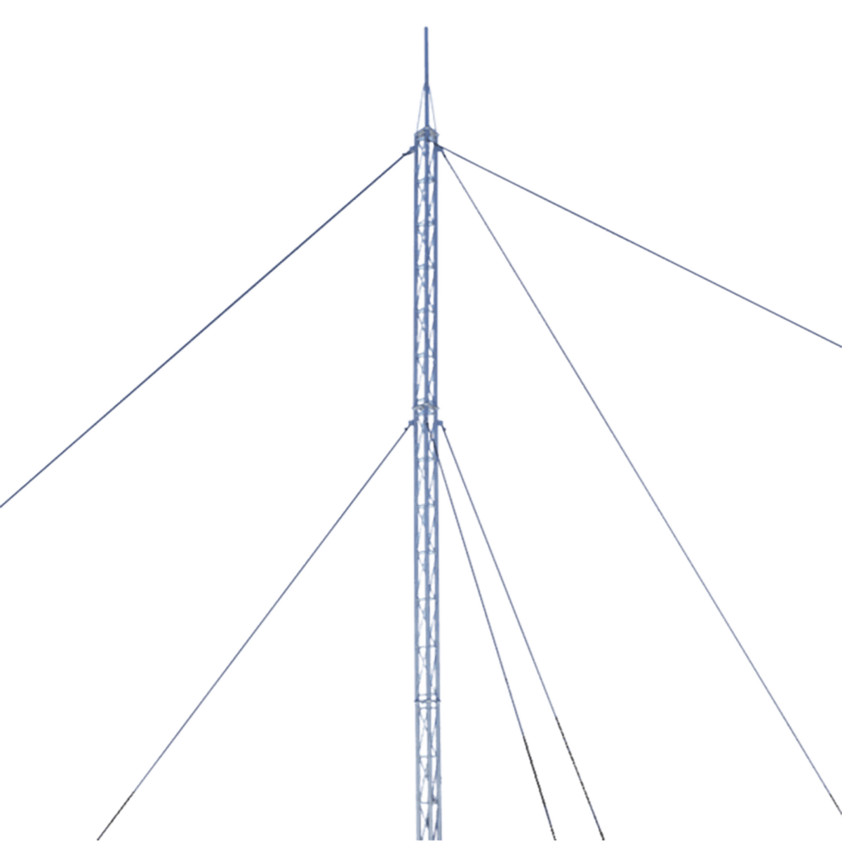 Kit de Torre Arriostrada de Techo de 15 m con Tramo STZ30 Galvanizado Electrolítico (No incluye retenida) KTZ-30E-015P - SILYMX