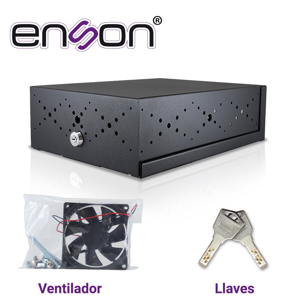Gabinete De Seguridad Enson Lince13 Para Dvr Movil 380x270x115mm Con Ventilador Color Negro Compatible Con La Serie Mx1n Y Mm1n - SILYMX
