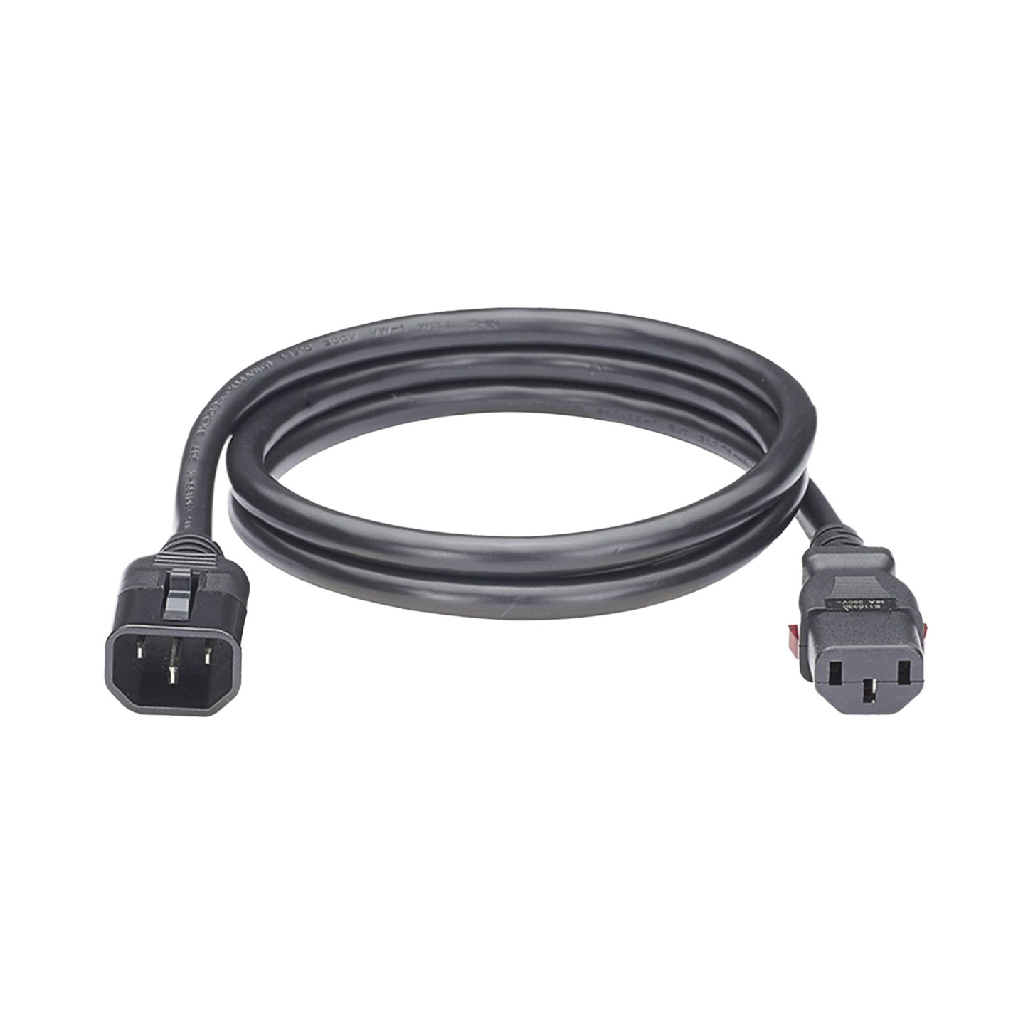Cable de Alimentación Eléctrica Con Bloqueo de Seguridad, de IEC C14 a IEC C13, 1.2 Metros de Largo, Color Negro, Paquete de 10 Piezas - SILYMX