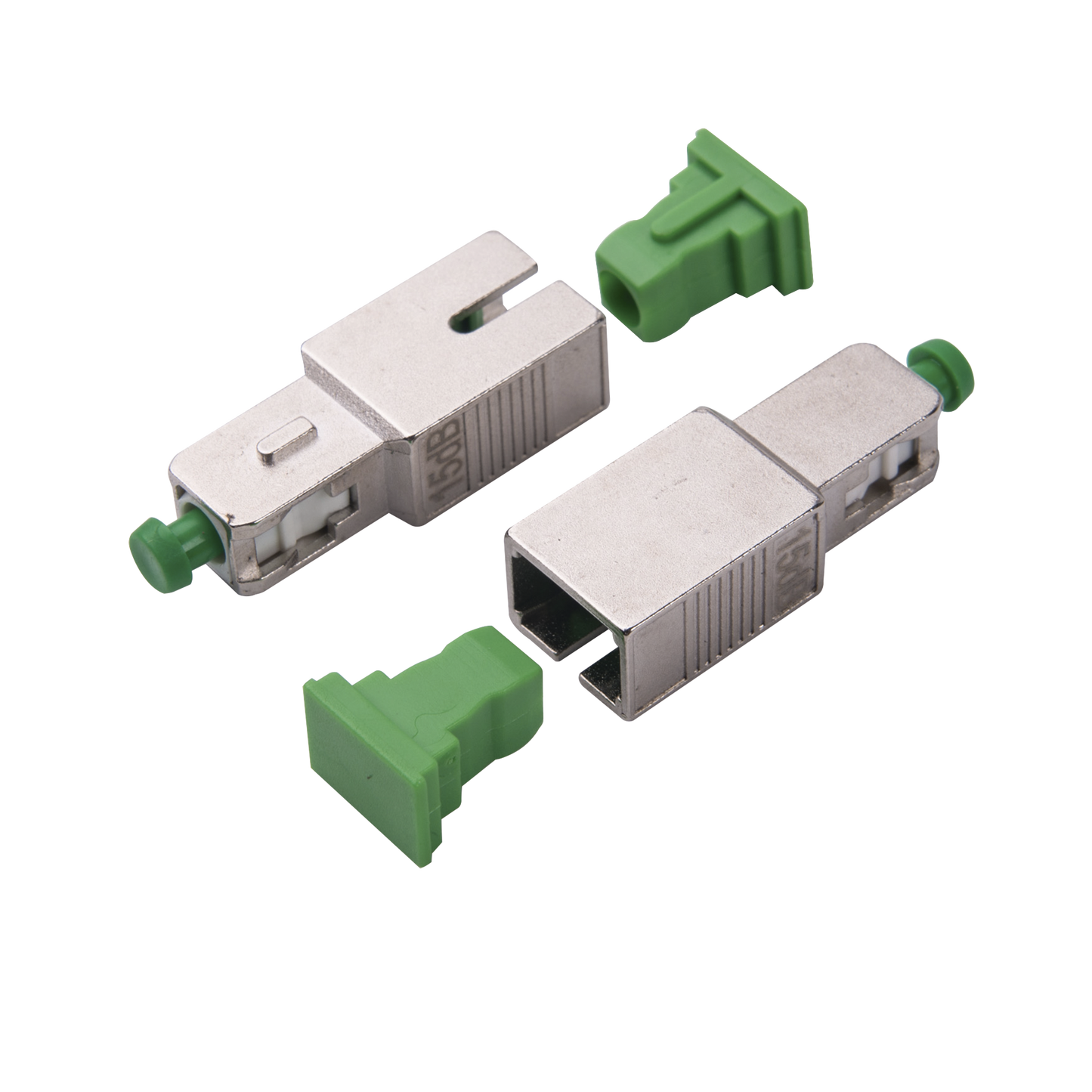 Atenuador óptico macho-hembra con conector SC/APC de 15dB para fibra Monomodo - SILYMX