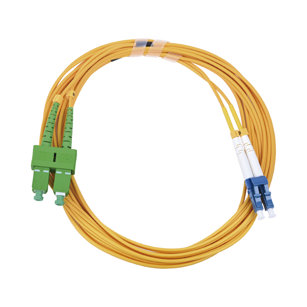 Jumper de Fibra Óptica Monomodo 9/125 LC/UPC-SC/APC, PVC, 2.0 mm, Dúplex, amarillo, 3 metros - SILYMX