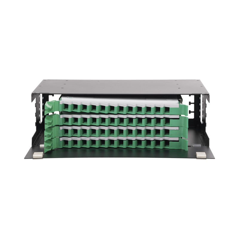 Distribuidor de Fibra Óptica con bandejas deslizables, vacío, 19in, acepta 48 adaptadores "LC Duplex" o "LC Simplex" o 48 "SC" Simplex, 3U - SILYMX