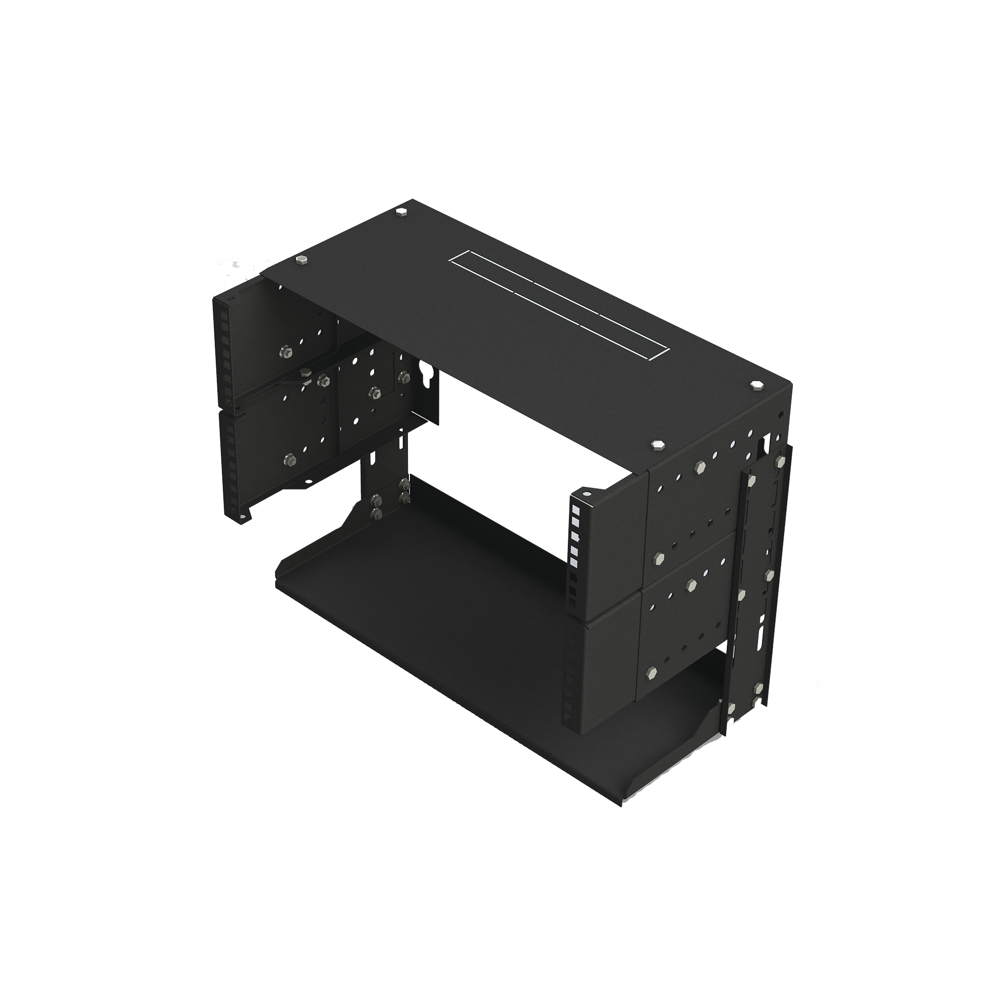 Rack Abierto de 19" de 5 Unidades Profundidad Ajustable (8" a 12") con Charola de Uso Múltiple. - SILYMX