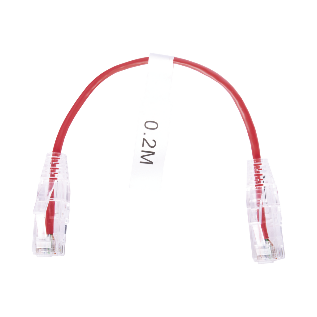 Patch Cord Slim UTP Cat6 - 20 cm Rojo Diámetro Reducido (28 AWG)