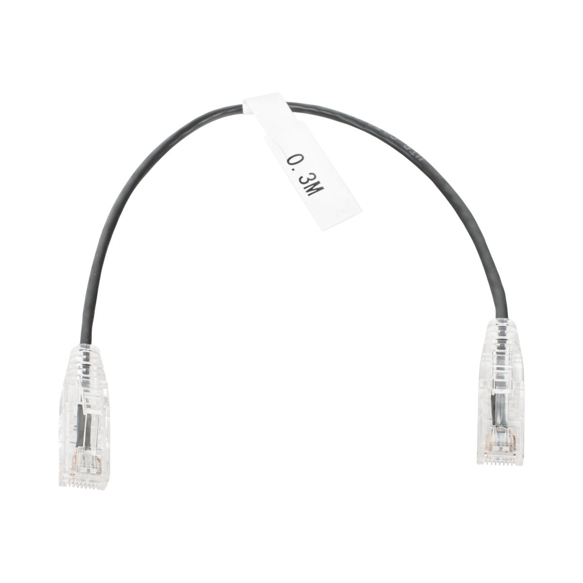 Patch Cord Slim UTP Cat6 - 30 cm Negro Diámetro Reducido (28 AWG) - SILYMX