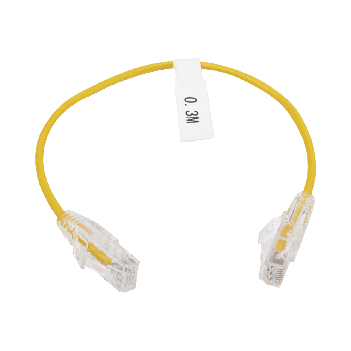 Patch Cord Slim UTP Cat6 - 30 cm Amarillo Diámetro Reducido (28 AWG) - SILYMX