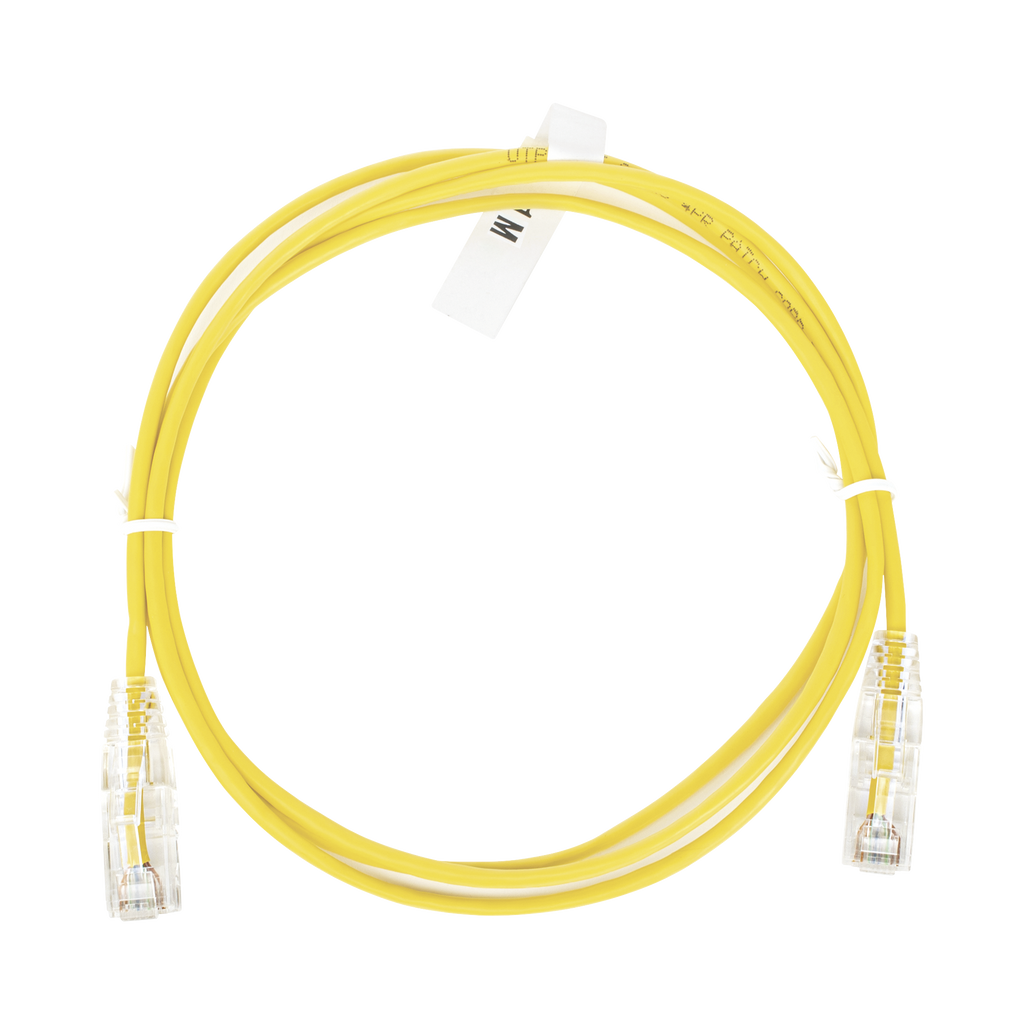 Patch Cord Slim UTP Cat6 - 1 metro, Amarillo, Diámetro Reducido (28 AWG)