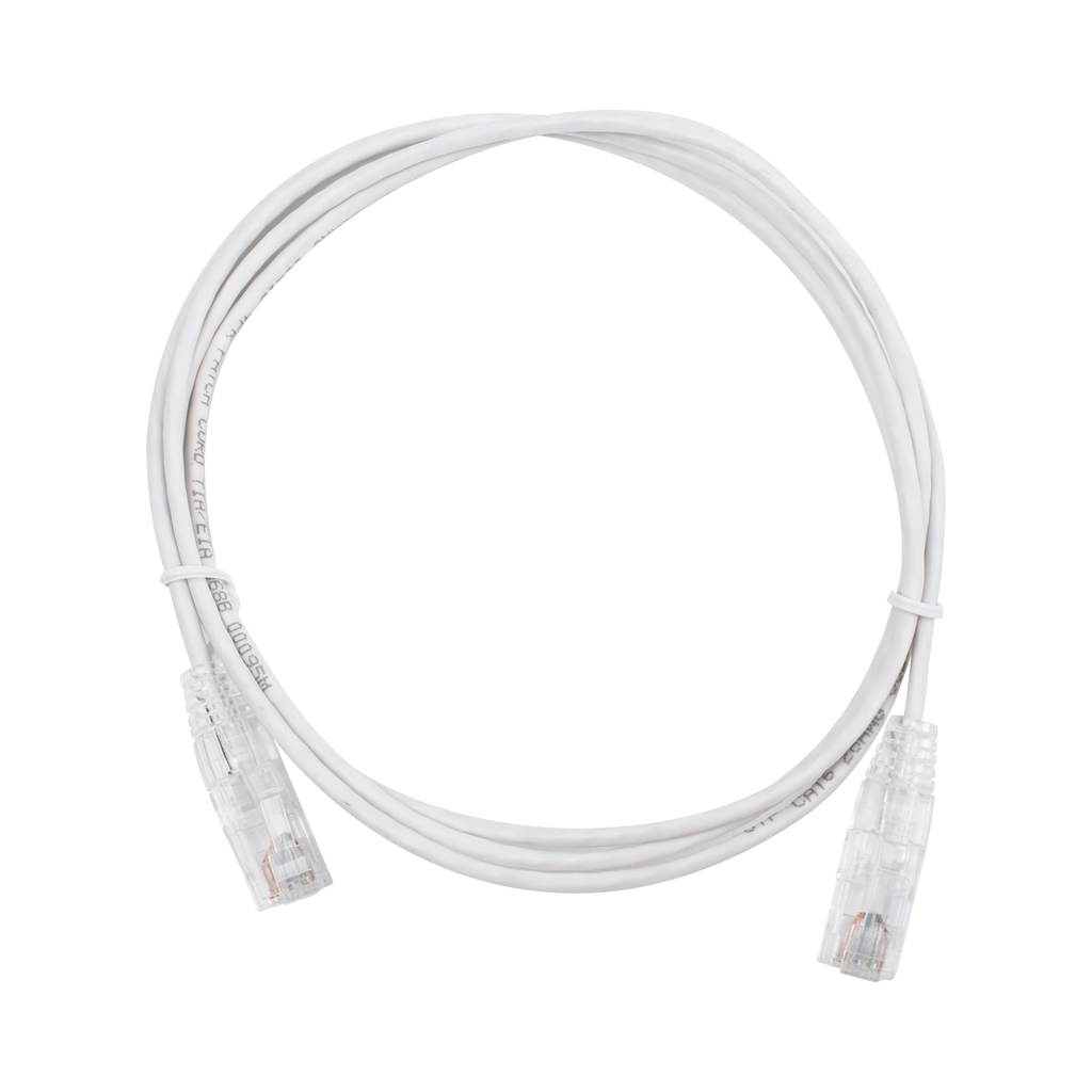 Cable de Parcheo Slim UTP Cat6 - 1.5 m Blanco Diámetro Reducido (28 AWG) - SILYMX