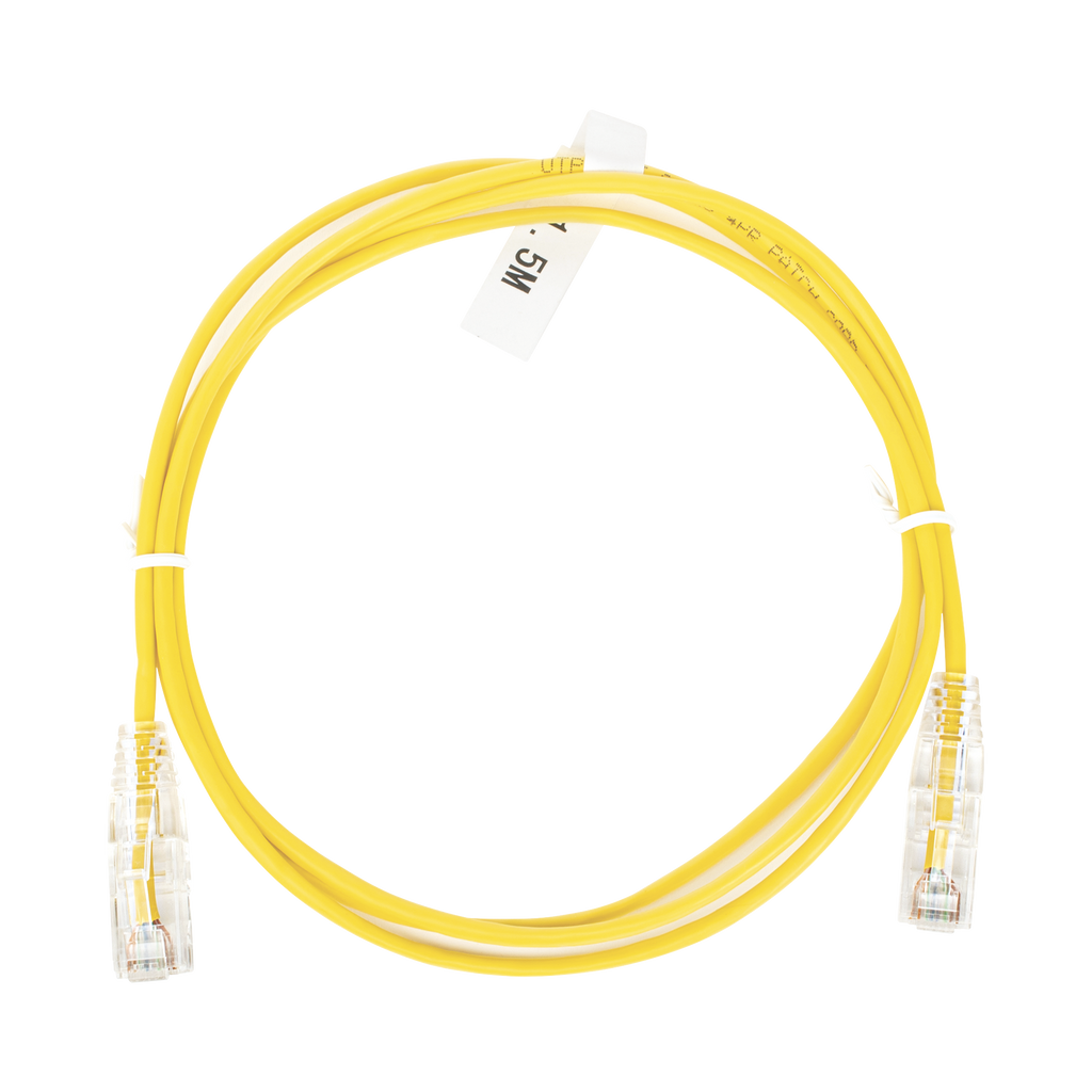 Patch Cord Slim UTP Cat6 - 1.5 m Amarillo Diámetro Reducido (28 AWG)