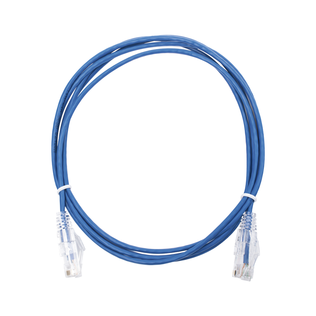 Cable de Parcheo Slim UTP Cat6 - 2 m Azul Diámetro Reducido (28 AWG) - SILYMX