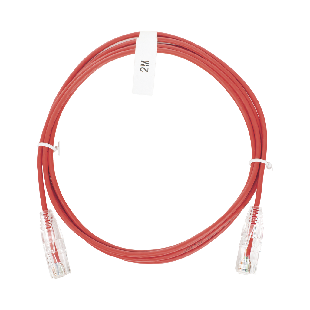 Patch Cord Slim UTP Cat6 - 2 m Rojo Diámetro Reducido (28 AWG)