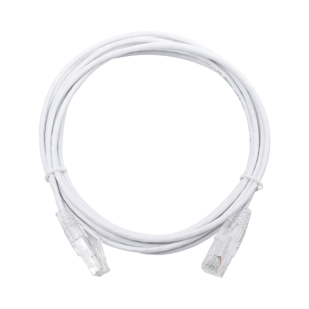 Cable de Parcheo Slim UTP Cat6 - 3 m Blanco Diámetro Reducido (28 AWG) - SILYMX