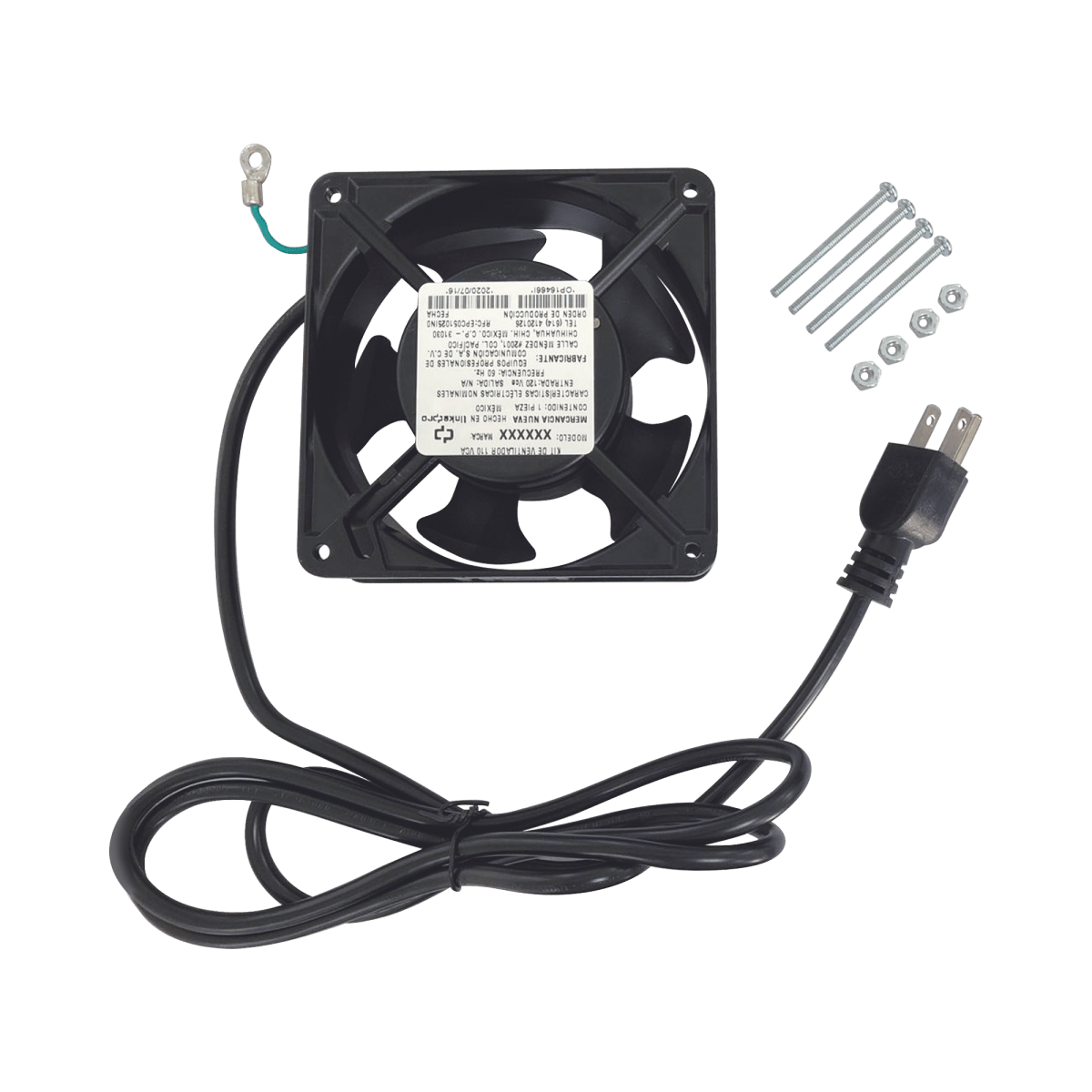 Ventilador 110 Vca de 12 x 12 cm con Cable y Clavija. - SILYMX