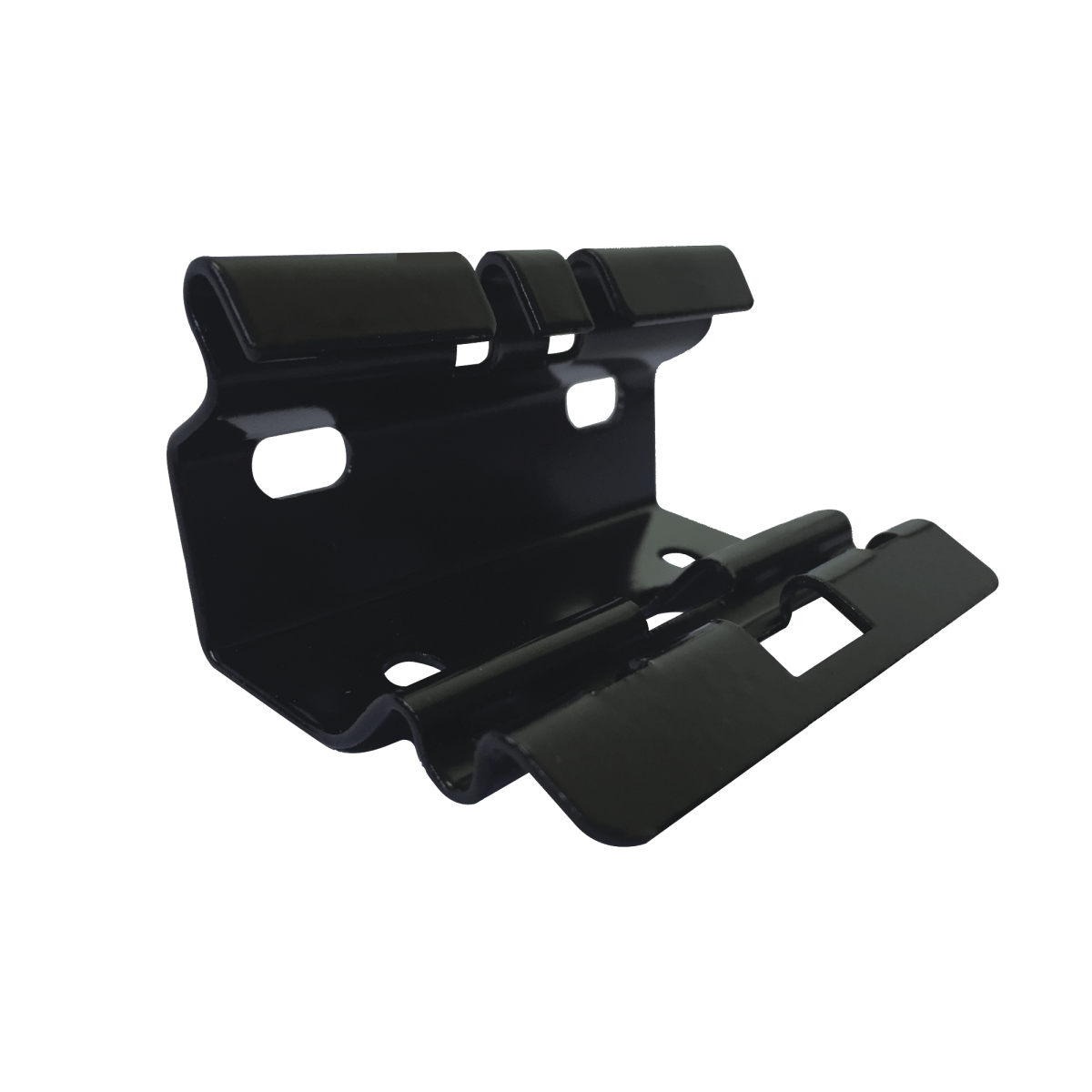 Mini clip automático con baño de pintura epóxica en color NEGRO para unir tramos de charola MG-67-112-EP - SILYMX