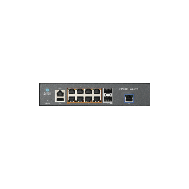 Switch cnMatrix EX2010-P capa 3 de 10 puertos(8 PoE Gigabit 802.3af/at, 2 SFP, 1 consola, 1 MNGMT, 1 USB) administración desde la Nube (MX-EX2010PXA-U) - SILYMX