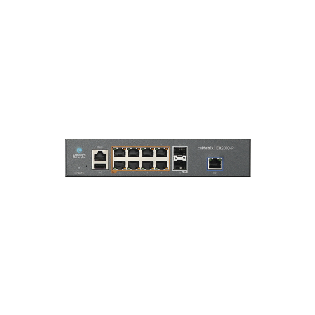 Switch cnMatrix EX2010-P capa 3 de 10 puertos(8 PoE Gigabit 802.3af/at, 2 SFP, 1 consola, 1 MNGMT, 1 USB) administración desde la Nube (MX-EX2010PXA-U) - SILYMX