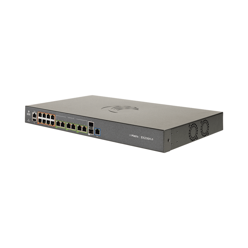 Switch PoE cnMatrix EX2016M-P de 16 puertos (8x 802.3af/at Gigabit, 6x 802.3bt 2.5 Gigabit, 2x SFP+), Capa 3, 240 W, gestión en la nube - SILYMX