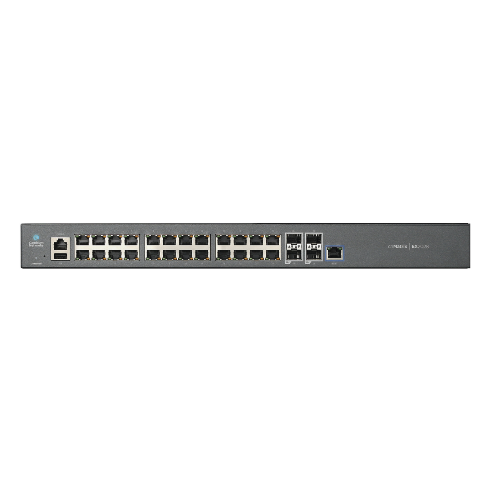 Switch cnMatrix EX2028 capa 3 de 28 puertos (24 Ethernet Gigabit, 4 SFP+) administración desde la Nube (MX-EX2028XXA-U) - SILYMX
