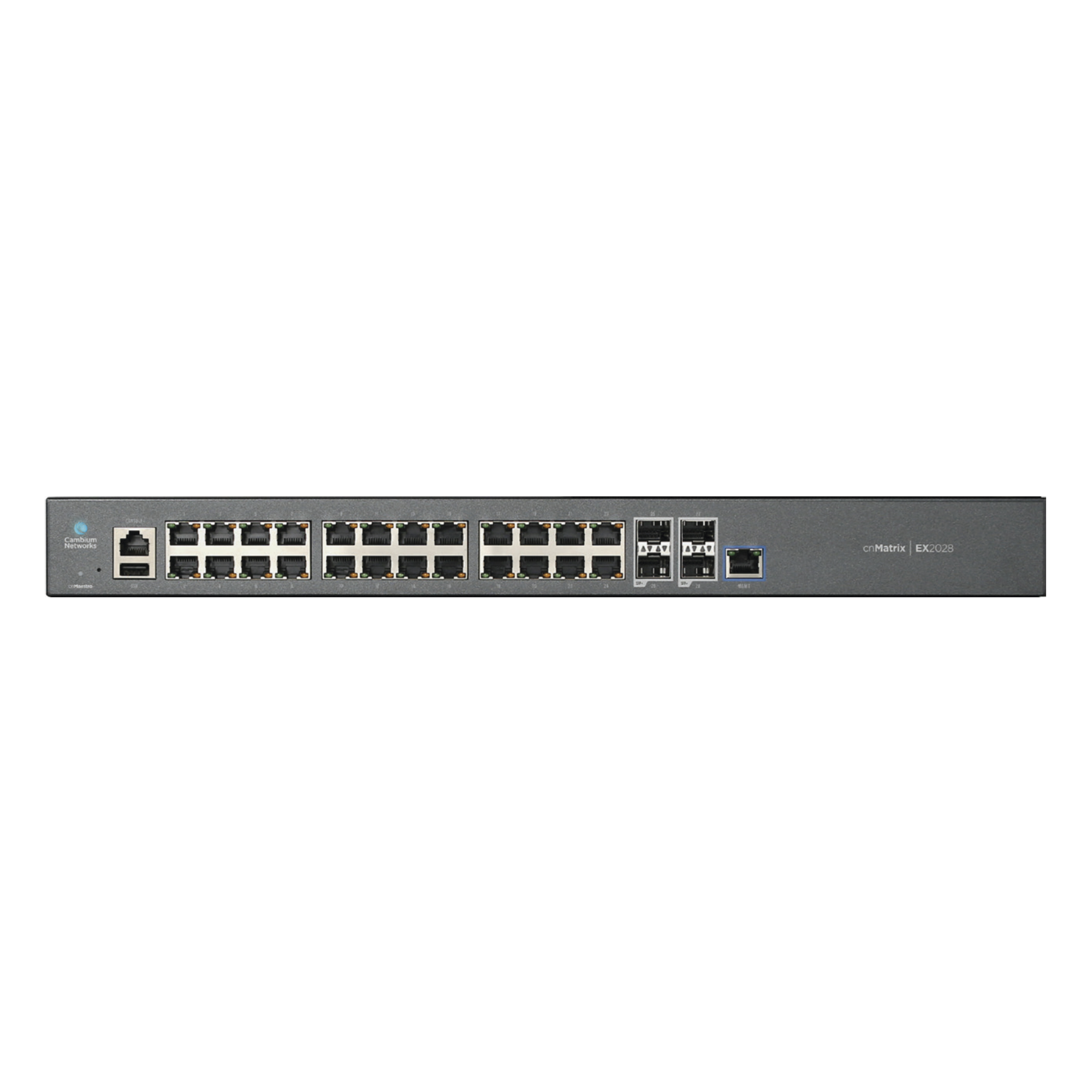 Switch cnMatrix EX2028 capa 3 de 28 puertos (24 Ethernet Gigabit, 4 SFP+) administración desde la Nube (MX-EX2028XXA-U) - SILYMX
