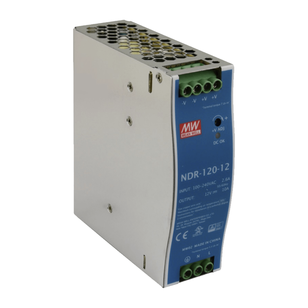 Fuente de poder industrial de 120 W, salida 12 VCD, entrada 90~264 VCA, para montaje en riel DIN, - SILYMX