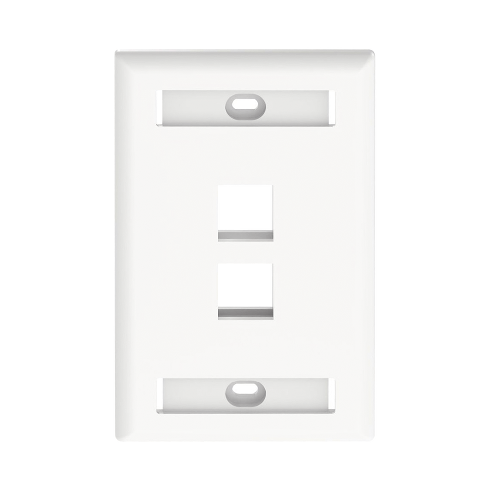 Placa De Pared Clasica 2 Puertos Modulo Keystone Etiquetable Color Blanco - SILYMX
