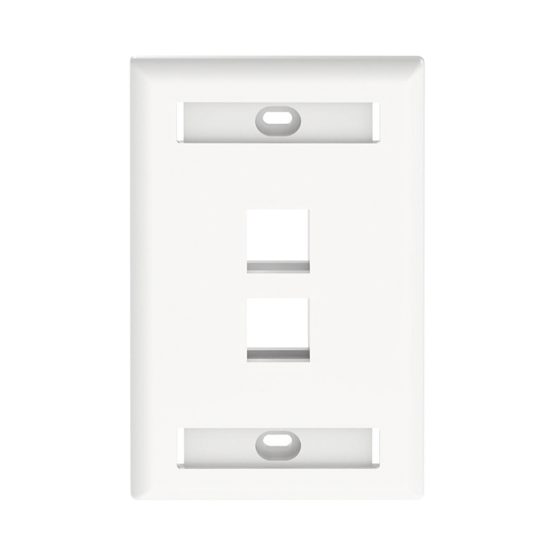 Placa De Pared Clasica 2 Puertos Modulo Keystone Etiquetable Color Blanco - SILYMX