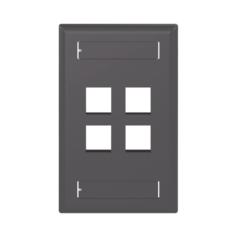 Placa de Pared Vertical Salida Para 4 Puertos Keystone Con Espacios Para Etiquetas Color Negro - SILYMX
