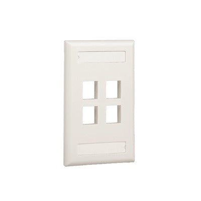 Placa de Pared Vertical, Salida Para 4 Puertos Keystone, Con Espacios Para Etiquetas, Color Marfil - SILYMX