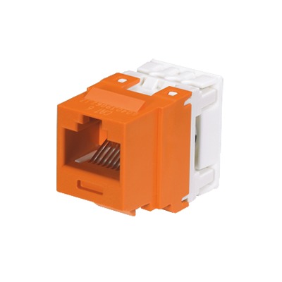 Conector Jack Estilo 110 (de Impacto) Tipo Keystone Categoría 6 de 8 posiciones y 8 cables Color Naranja - SILYMX