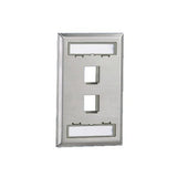 Placa de Pared Vertical Salida Para 2 Puertos Keystone Con Espacios Para Etiquetas de Acero Inoxidable - SILYMX