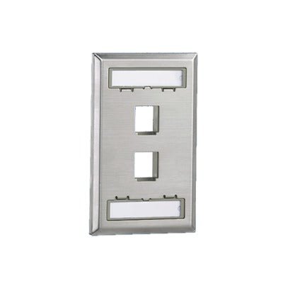 Placa de Pared Vertical Salida Para 2 Puertos Keystone Con Espacios Para Etiquetas de Acero Inoxidable - SILYMX