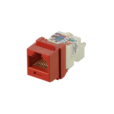 Conector Jack Estilo TP Tipo Keystone Categoría 6 de 8 posiciones y 8 cables Color Rojo