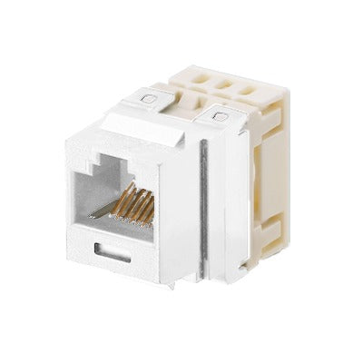 Conector Jack Estilo 110 (de Impacto) Tipo Keystone Categoría 5e de 8 posiciones y 8 cables Color Blanco mate - SILYMX