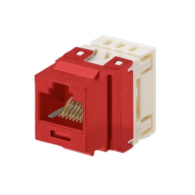 Conector Jack Estilo 110 (de Impacto) Tipo Keystone Categoría 5e de 8 posiciones y 8 cables Color Rojo - SILYMX