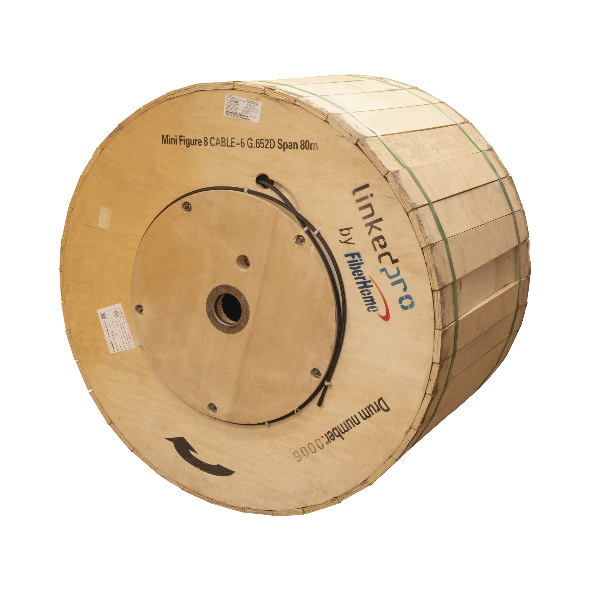 Carrete de 4 km de Fibra Óptica Aérea Mini Figura 8, G.652D, Monomodo de 6 Hilos, Exterior, Span 80, Loose Tube - SILYMX