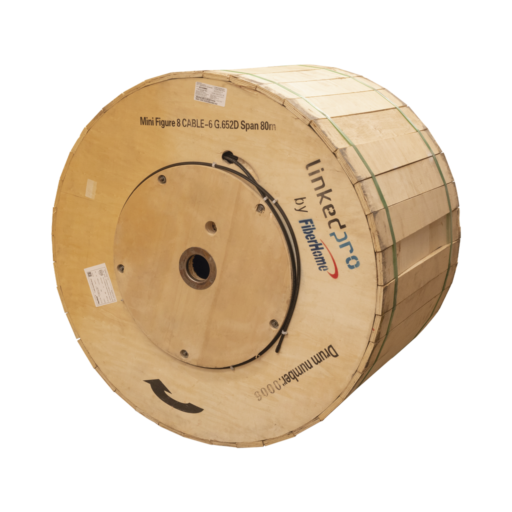 Carrete de 4 km de Fibra Óptica Aérea Mini Figura 8, G.652D, Monomodo de 6 Hilos, Exterior, Span 80, Loose Tube - SILYMX