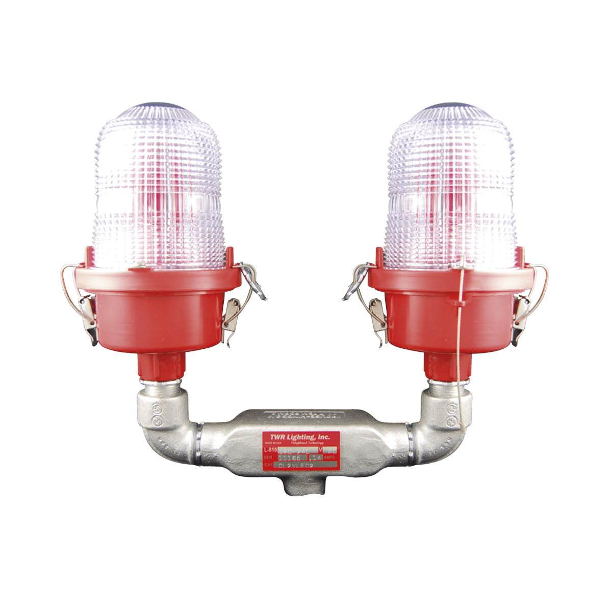 Lámpara de Obstrucción Roja Certificada/ Luz Fija Tipo L-810 Doble LED/ 120 - 240 Vca/ Luz Infraroja - SILYMX