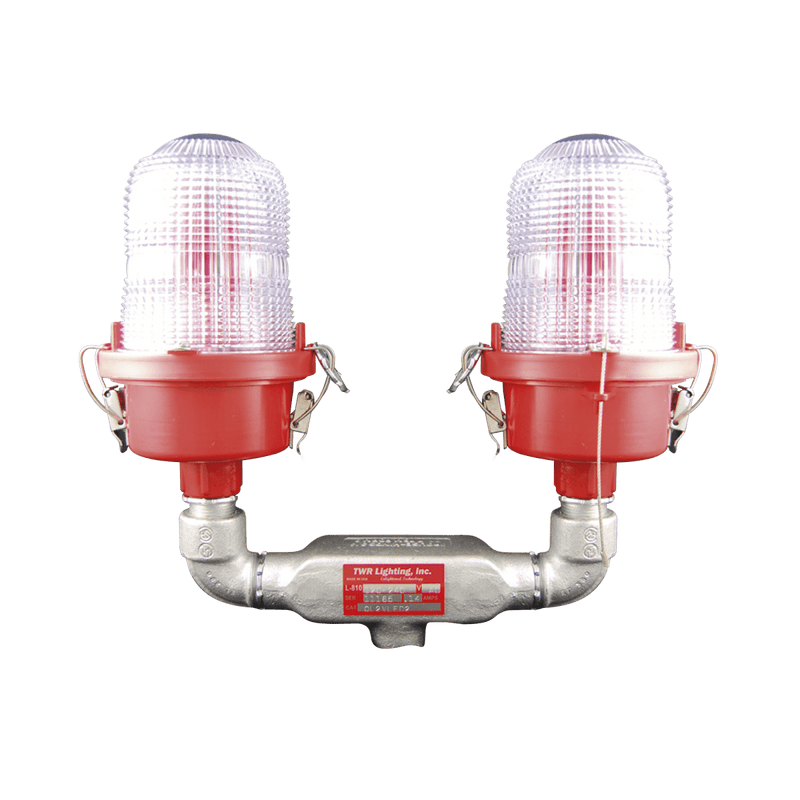 Lámpara de Obstrucción Roja Certificada/ Luz Fija Tipo L-810 Doble LED/ 120 - 240 Vca/ Luz Infraroja - SILYMX