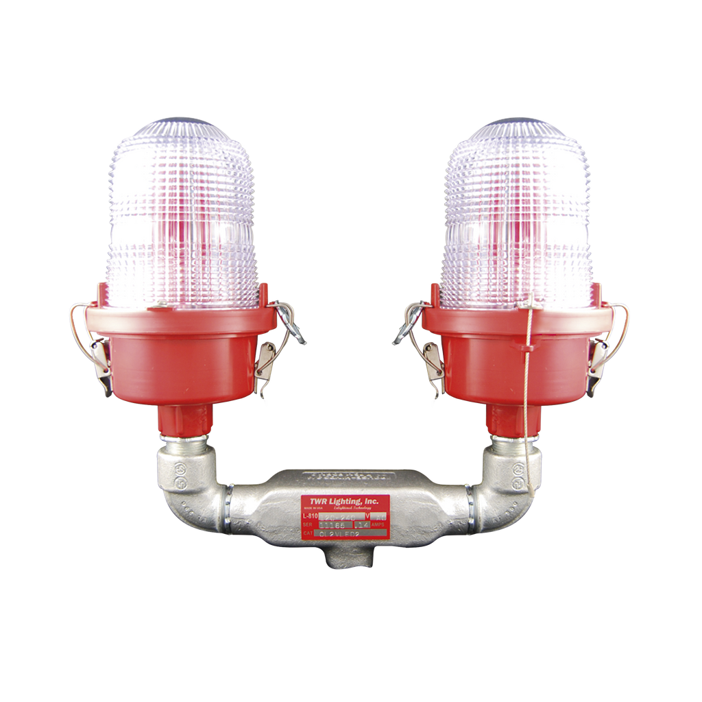 Lámpara de Obstrucción Roja Certificada/ Luz Fija Tipo L-810 Doble LED/ 120 - 240 Vca/ Luz Infraroja - SILYMX