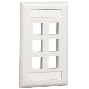 Placa De Pared Clasica 6 Puertos Modulo Keystone Etiquetable Color Marfil - SILYMX