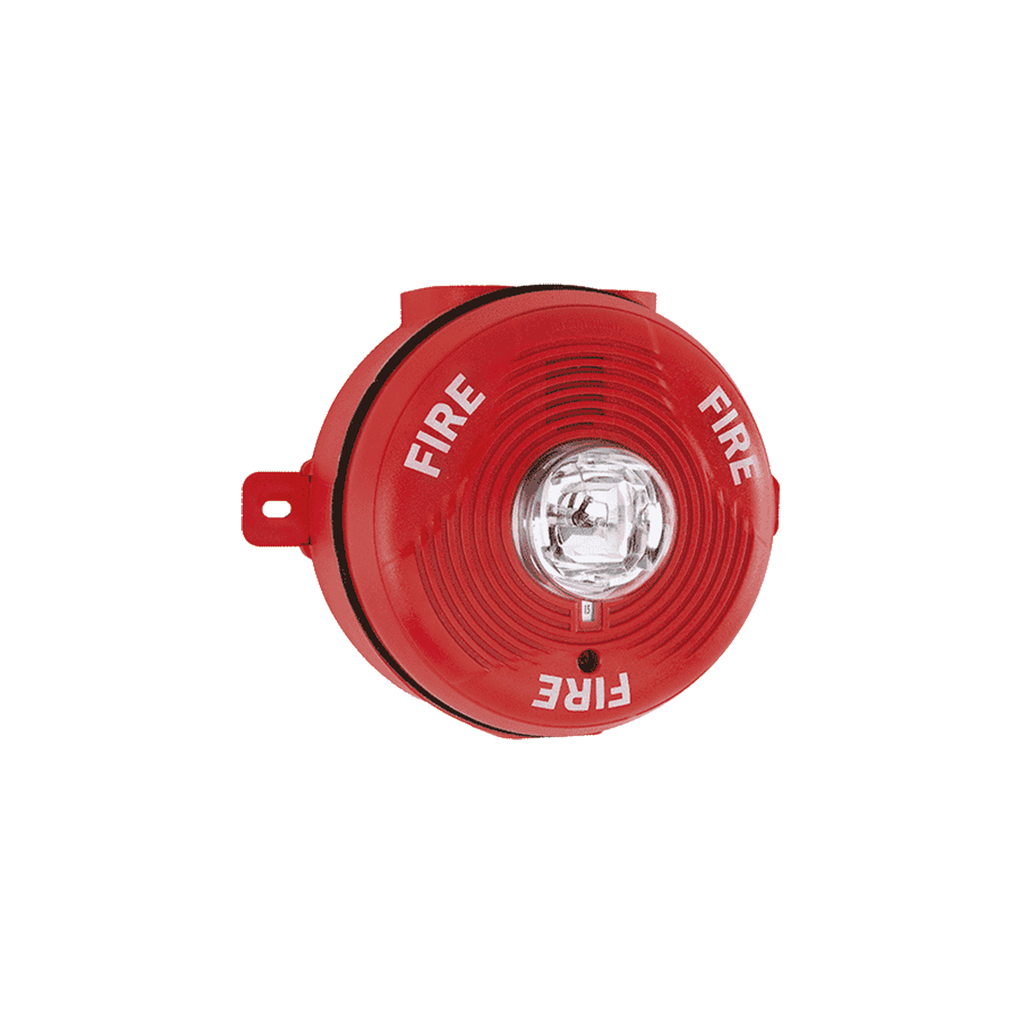 Sirena con Lámpara Estroboscópica para Exterior, Montaje en Techo, Nivel de Candelas Seleccionable, Color Rojo - SILYMX
