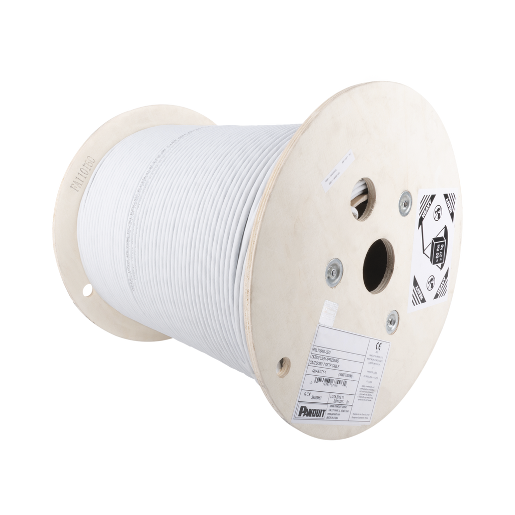 Bobina de Cable Blindado F/UTP de 4 Pares Cat6A Soporte de Aplicaciones 10GBase-T LSZH (Libre de Gases Tóxicos) Color Blanco 305m - SILYMX